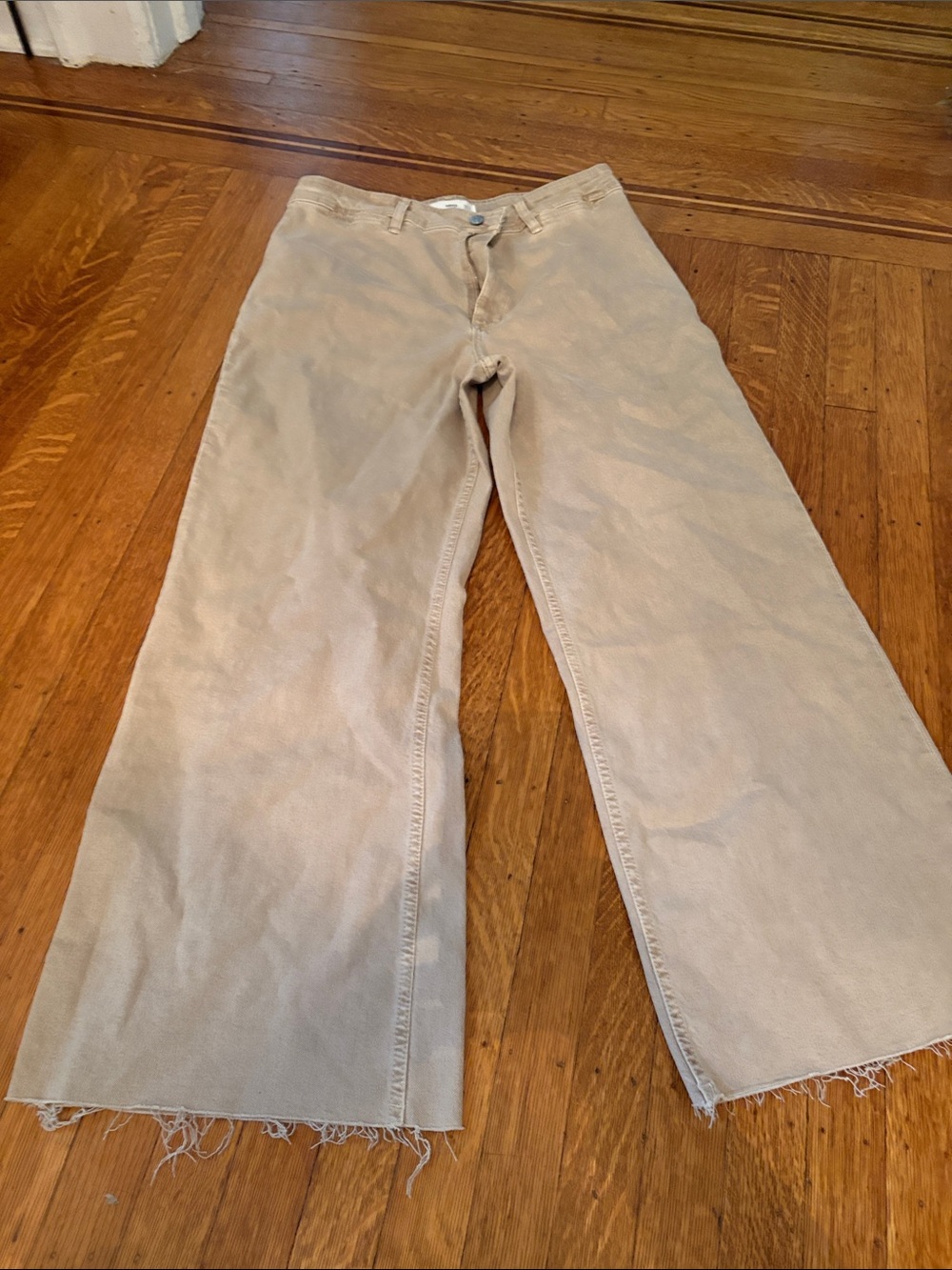 Mango Wide-Leg Jeans in Light Beige